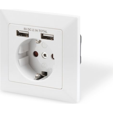 DIGITUS Unterputz Steckdose 250V 2 x USB A, weiß (1/4)