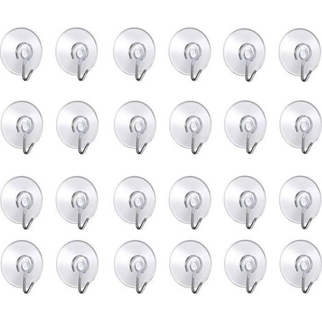 Lot de 24 Crochet Muraux avec Ventouse d'Aspiration,Petites Ventouses Plastiques avec Crochet Ronde pour Salle de Bains et Cuisine (1/4)