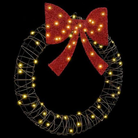 Couronne avec 60 LED Blanc chaud 75 cm Rotin CFW424108 (1/5)