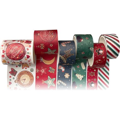 Lot de 6 rouleaux de masking tape de Noël pour bullet journal, scrapbooking et emballage cadeau (1/5)