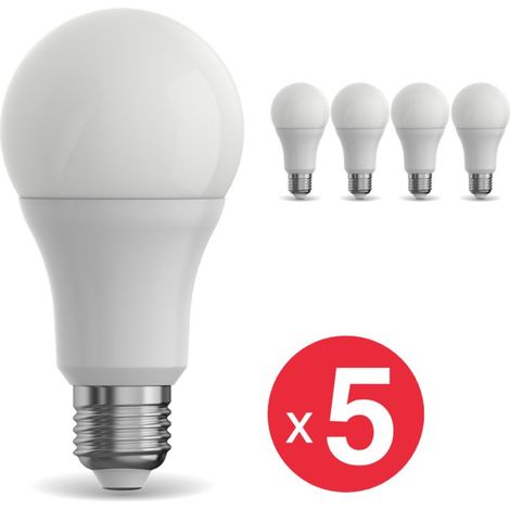 Lot x5 Ampoules LED dimmable, A70, culot E27, conso 15W (100W eq.), Blanc neutre (4000K) (1/4)