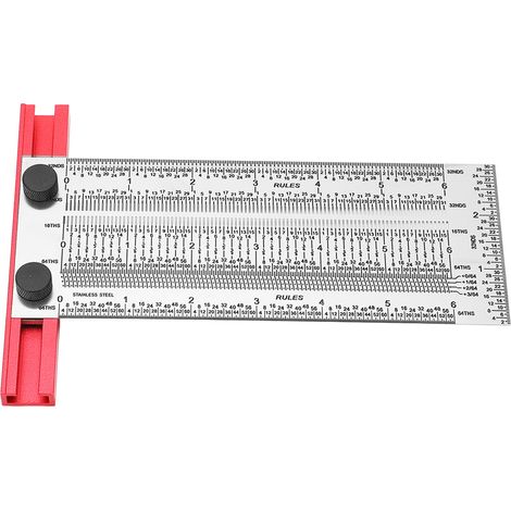 Règle de marquage T en acier inoxydable, revêtement poudre noir, échelle linéaire 15 cm pour menuiserie (1/5)