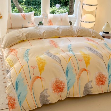 Housse De Couette - Tissu Brossé Léger En Polyester - Pour Lit Simple - Ensemble De Literie À 3 Pièces - 200 x 150 cm (1/5)