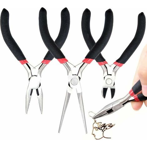 royaluxe -3 Pièces Pince Circlips Pinces à Bijoux Pinces a Bec Long avec Poignée Antidérapante Outils de Fabrication de Bijoux Bricolage (1/5)