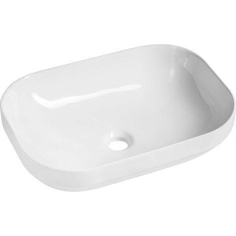 Sapho - Lavabo sobre encimera Evora 51 x 37 cm, sin rebosadero, sin orificio para grifo, blanco AR429 (1/5)