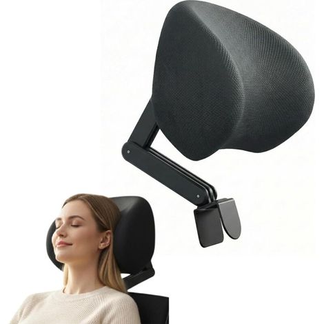 Un appui-tête inclus, accessoire appui-tête pour chaise de bureau, support cervical pour chaise de bureau, confort ergonomique (noir). (1/4)