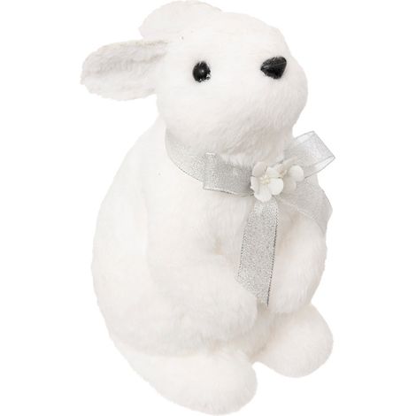 Déco de Noël Lapin avec noeud Argenté H 25 cm - Feeric Christmas