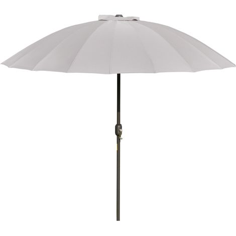 Parasol droit parasol de jardin inclinable rond avec 18 baleines manivelle mât en métal fibre de verre Ø 2,5 m polyester haute densité gris