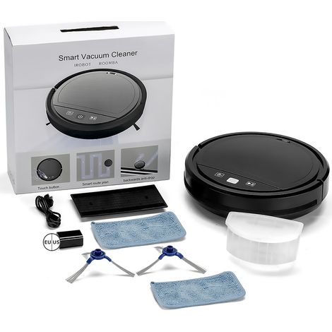 Ortviai Robot Aspirateur Balai 3-en-1 avec App, 2500 Pa, Batterie 2500 mAh, Noir