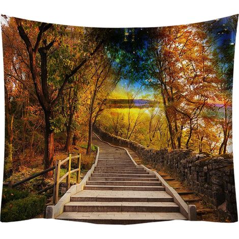 1 Tapisserie Forêt Verte, Motif Paysage Naturel, Tissu Polyester Doux, Décoration Murale Salon Chambre (1/5)