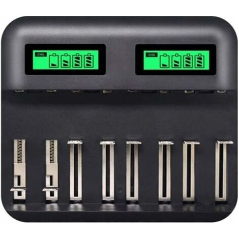 Chargeur de Piles Rapide Chargeur Intelligent avec Ecran LCD Claire Rétro-éclairé pour Piles Rechargeables AA/AAA (1/4)