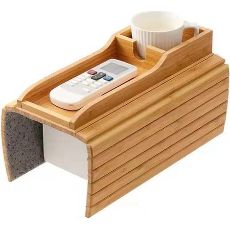 Porte-gobelet pour canapé, porte-gobelet pour canapé, plateau d'accoudoirs, porte-gobelets pour canapé en bambou naturel, plateau portable pour accoudoirs pour canapé (1/5)