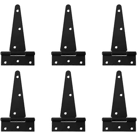 Set mit 6 robusten T-Scharnieren für Tore, 2,2 mm dick, wetterfest, mit Schrauben. (1/5)