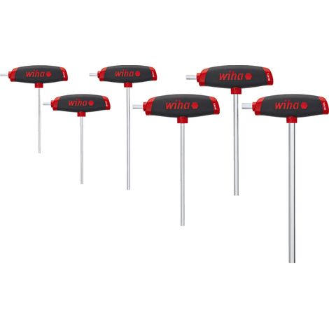 Wiha Set di chiavi a brugola con impugnatura a T ComfortGrip Esagonale, 6 pz., con lama laterale, cromatura opaca (45620)