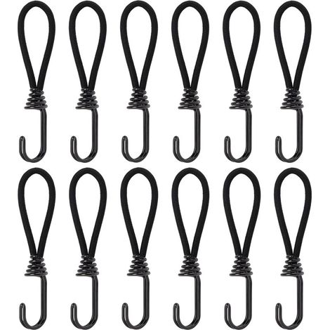 Elastische Bungee-Seile mit Haken, 15 cm lange elastische Gummiseile mit Befestigungselementen für Pavillons, Planen, Campingzelte, Vorhangverlängerungen, 12 Stück (1/5)