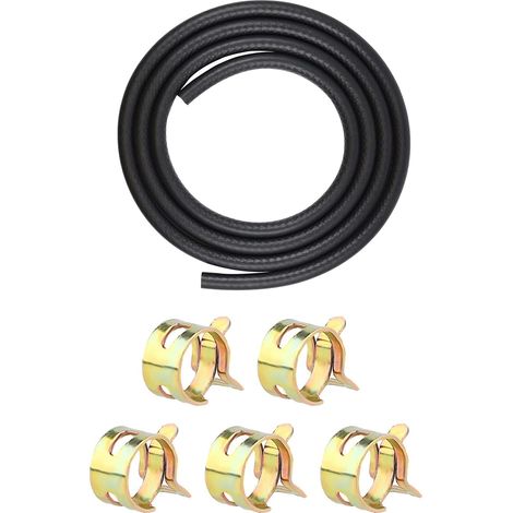 1 m Diameter 4 mm Fuel Hose Kit Driving Motorcycle Petrol Hose with 5 Pieces Hose Clamp Petrol Hose Tool Kit for Car Engine Tractor Small Engines (1/5)