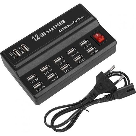 Dailygoody – USB-Hub – 12-Port-Ladestation – 10-A-Schnellladegerät (1/5)
