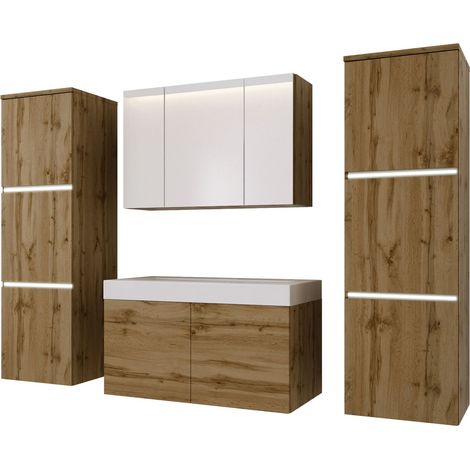 Set mobili da bagno, Rovere wotan, 160 x 130 cm (1/4)