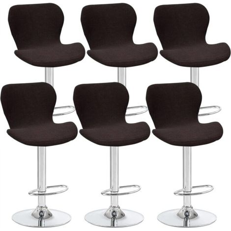 Set of 6 curved swivel stool covers, coffee color, 40 x 30 x 30 cm, for low-back bar stools, ideal for counters and kitchens (1/5)