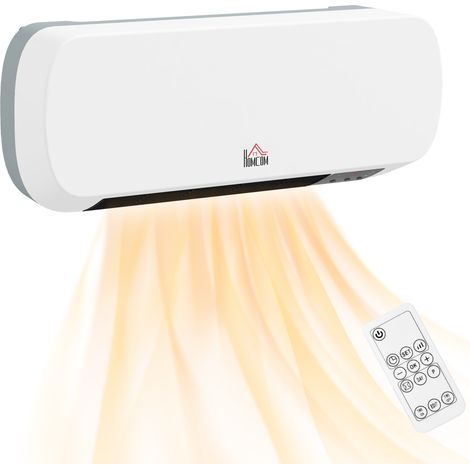HOMCOM Wall Mounted Electric Heater with Timer Overheat Protection White (1/5)