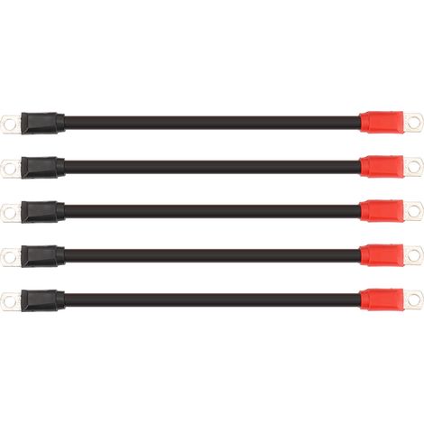 Ortviai Câbles de batterie pour voiturette de golf 4 AWG en cuivre pur avec cosses – Lot de 5, 36 V / 48 V