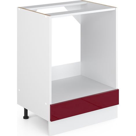 Mobile per forno da incasso R-Line, Rosso bordeaux lucido, 60 cm senza piano di lavoro, Vicco