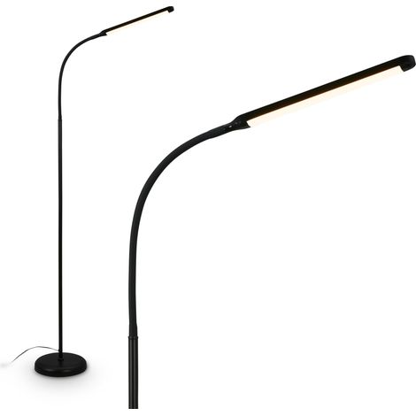 Lampadaire LED avec bande lumineuse, variateur tactile continu, fonction mémoire, câble USB-C 1,5 m, interrupteur séparé, lumière blanche chaude, Ø21x170 cm, Noir (1/5)