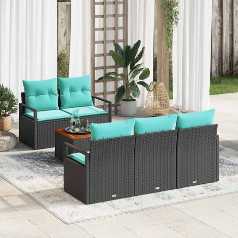 Teenpull – Gartensofa-set 6 Stk. Schwarz Poly-Rattan (1/5)