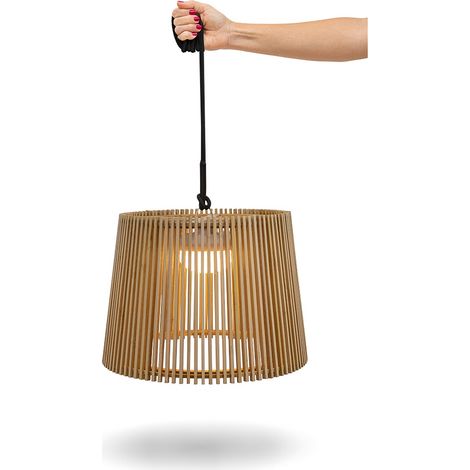 OKINAWA HANG Pendelleuchte mit warmem LED-Licht und wiederaufladbarem Akku. Hergestellt in Spanien aus Naturfasern (1/4)