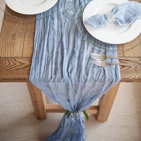 Lot de 1Chemins de Table en étamine Chemin de Table Bohème en Gaze de 90 x 300 cm, Chemin de Table Rustique et Romantique pour fête de Mariage Thanksgiving décoration de Noël (1/5)