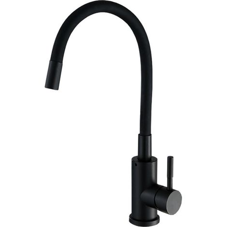 Flexible Kitchen Faucet Tap with 2 Types of Jets, Pull-Down Kitchen Mixer Tap, Flexible Sink Mixer Tap with Hot and Cold Water (Black) (1/4)