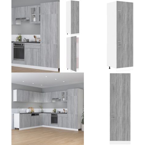 Kühlumbauschrank Grau Sonoma 60x57x207 cm Holzwerkstoff - Küchenmöbel - Holzschrank - Küchenschrank - Aufbewahrungslösung - Esszimmermöbel - Home & Living