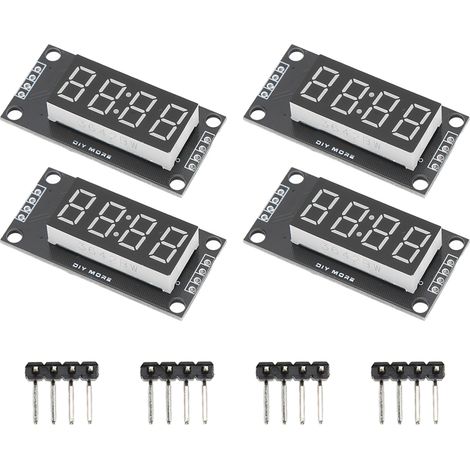 4 modules d'affichage numérique à tube LED 4 chiffres 7 segments 0,36 pouce, puce de commande TM1637, vert MRA110J (1/5)