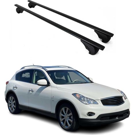 OMAC Barres de toit pour Infiniti QX50 I 2013-2017 – TÜV / DIN 75302:2019 – Antivol inclus – Charge max 75 kg – 2 barres Noir (1/4)