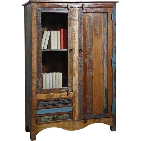 vetrina in legno di Legno riciclato 95x42x140 multicolore laccato NATURE OF SPIRIT 51