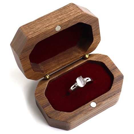 Boîte à bagues en forme double, boîte à bagues de mariage, boîte à bagues de mariage, fiançailles de mariage pour la Saint-Valentin(Bordeaux) (1/5)