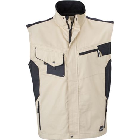 James & Nicholson Workwear Weste JN822 Gr. L stone/black (1/2)