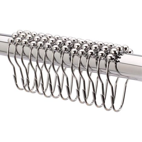 Anneaux Pour Rideau De Douche - Acier Inoxydable 304 - À Fermeture Automatique - Roulements À Billes - Compatible Tiges Droites Et Courbes - Lot De 12 (1/5)