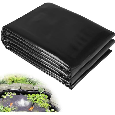 1 Bâche Bassin 3x3m, 0,5mm Épaisseur, PEHD Noir, Résistant UV, Pour Jardin D'eau, Cascade