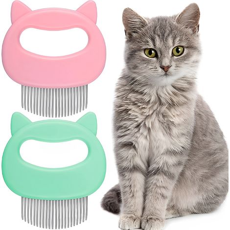 Peigne Pour Chat - Peigne De Massage Et Démêlage Sans Douleur - Pour Chats Et Chiens - 2 Pièces - Vert Et Bleu (1/5)