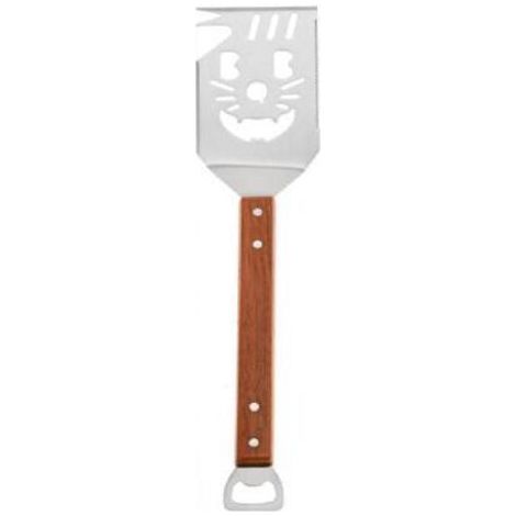 Espátula para parrilla 7 en 1, utensilio de cocina multifuncional con mango de madera, espátula de acero inoxidable para parrilla, accesorio de cocina ideal (1/5)
