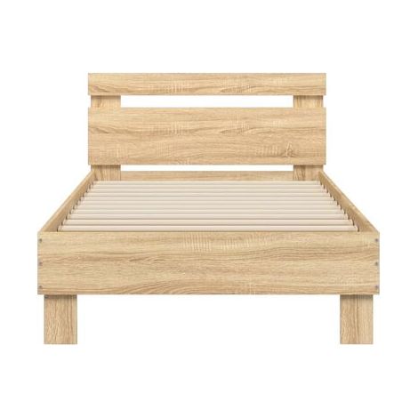 Cadre de lit avec tête de lit, 90 × 200 cm, sans matelas, tête de lit confortable, pour chambre, décor moderne, facile à assembler (1/5)