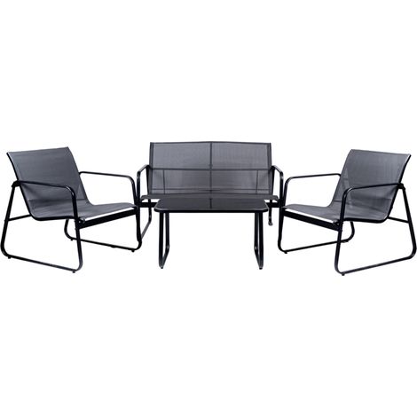 set da giardino eurogarden in acciaio e textilene grigio 4 sedute e tavolino