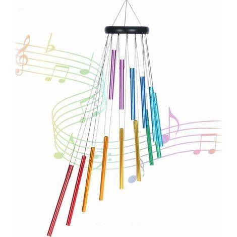 Carillon a Vent Exterieur, 14 Tube Couleur Aluminium Carillon à Vent,Deco de Arbre Moulin à Vent Jardin Exterieur ou Interieur(Couleur) (1/4)