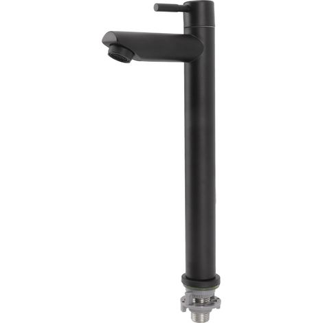 Robinet de salle de bain noir monotrou, robinet d'évier à eau froide unique, robinet de lavabo en acier inoxydable brossé pour la maison, robinet droit haut