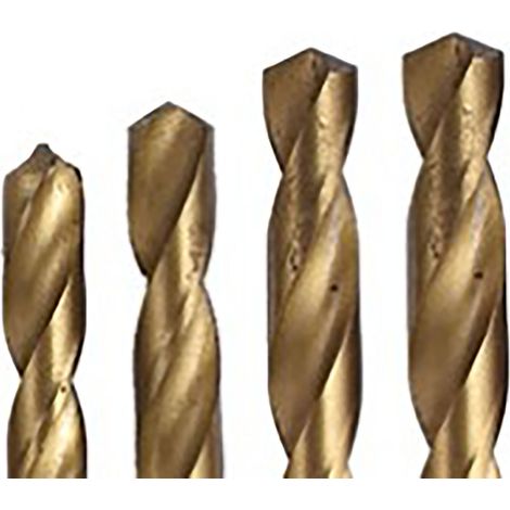 Ensemble de 19 forets hélicoïdaux en acier inoxydable plaqué titane (1-10 mm) pour percer des trous dans les tôles et les plaques d'aluminium. (1/5)