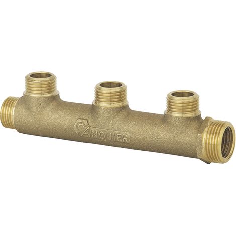 Collecteur laiton à visser Ø23mm Mâle 3/4 Mâle 1/2 - 6 départs Mâle 1/2