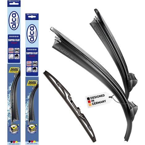 alca® Scheibenwischer mit Heckwischer passend für SUZUKI SWIFT III (02.2005 - 12.2010) SUPER FLAT Flachbalkenwischer