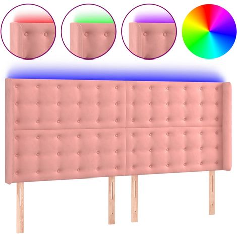 Maison Exclusive - Cabecero con LED de terciopelo rosa 203x16x118 (1/5)