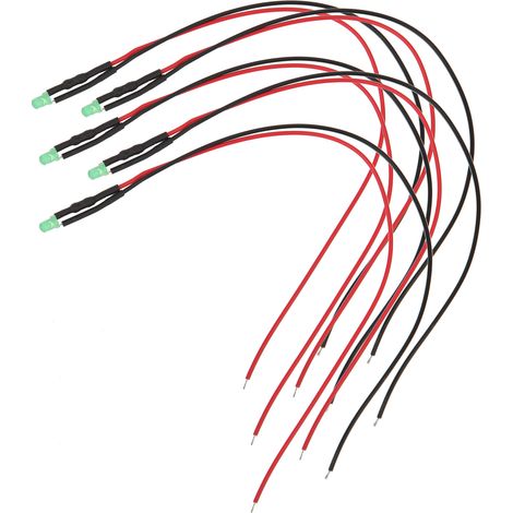 100 LED pré-câblées, diodes électroluminescentes 12 V, tête ronde, haute luminosité, perles en ligne 3 mm 20 cm (lumière verte émeraude) (1/5)